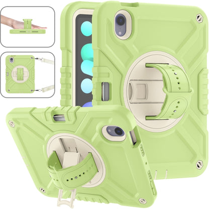 For iPad mini 6 / mini 2024 X Rotation PC Hybrid Silicone Tablet Case with Strap(Yellow Green White) - iPad mini 6 Cases by buy2fix | Online Shopping UK | buy2fix