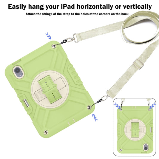 For iPad mini 6 / mini 2024 X Rotation PC Hybrid Silicone Tablet Case with Strap(Yellow Green White) - iPad mini 6 Cases by buy2fix | Online Shopping UK | buy2fix