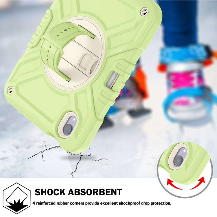 For iPad mini 6 / mini 2024 X Rotation PC Hybrid Silicone Tablet Case with Strap(Yellow Green White) - iPad mini 6 Cases by buy2fix | Online Shopping UK | buy2fix