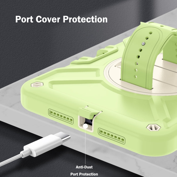 For iPad mini 6 / mini 2024 X Rotation PC Hybrid Silicone Tablet Case with Strap(Yellow Green White) - iPad mini 6 Cases by buy2fix | Online Shopping UK | buy2fix