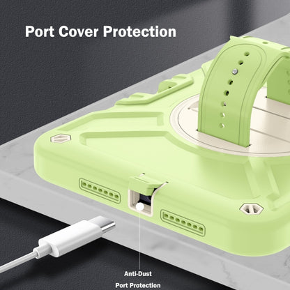 For iPad mini 6 / mini 2024 X Rotation PC Hybrid Silicone Tablet Case with Strap(Yellow Green White) - iPad mini 6 Cases by buy2fix | Online Shopping UK | buy2fix