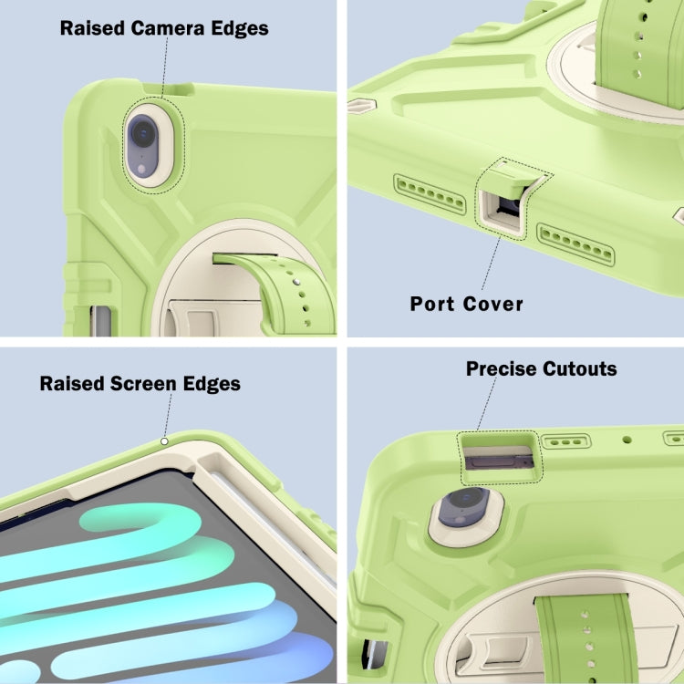 For iPad mini 6 / mini 2024 X Rotation PC Hybrid Silicone Tablet Case with Strap(Yellow Green White) - iPad mini 6 Cases by buy2fix | Online Shopping UK | buy2fix