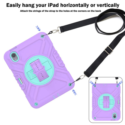 For iPad mini 6 / mini 2024 X Rotation PC Hybrid Silicone Tablet Case with Strap(Purple Cyan) - iPad mini 6 Cases by buy2fix | Online Shopping UK | buy2fix