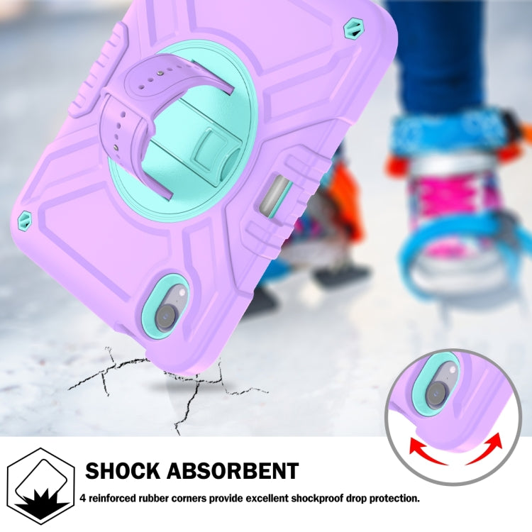 For iPad mini 6 / mini 2024 X Rotation PC Hybrid Silicone Tablet Case with Strap(Purple Cyan) - iPad mini 6 Cases by buy2fix | Online Shopping UK | buy2fix