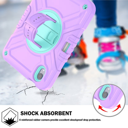 For iPad mini 6 / mini 2024 X Rotation PC Hybrid Silicone Tablet Case with Strap(Purple Cyan) - iPad mini 6 Cases by buy2fix | Online Shopping UK | buy2fix