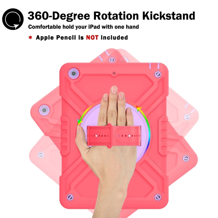 For iPad Air / Air 2 / 9.7 2018 / 2017 X Rotation PC Hybrid Silicone Tablet Case with Strap(Red Purple) - iPad 9.7 (2018) & (2017) Cases by buy2fix | Online Shopping UK | buy2fix