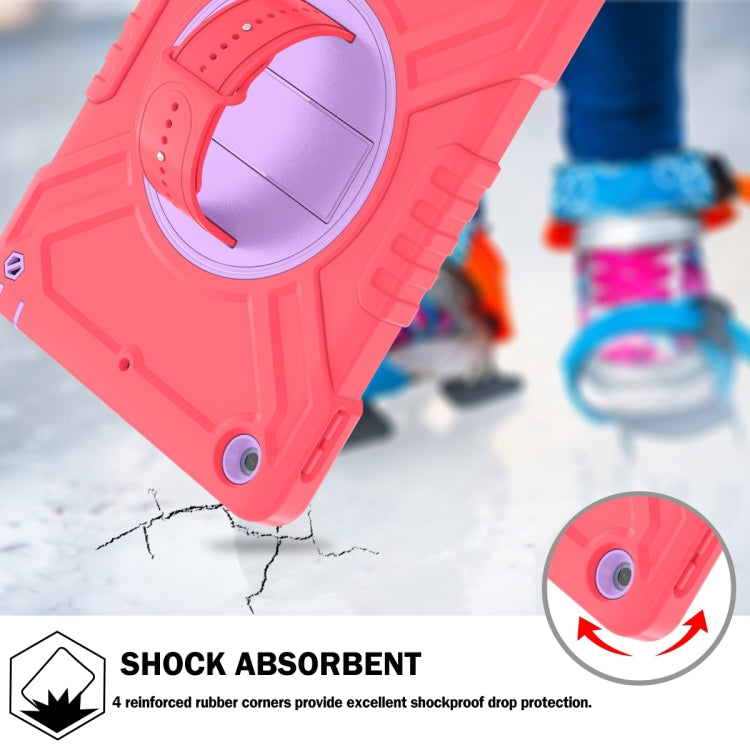 For iPad Air / Air 2 / 9.7 2018 / 2017 X Rotation PC Hybrid Silicone Tablet Case with Strap(Red Purple) - iPad 9.7 (2018) & (2017) Cases by buy2fix | Online Shopping UK | buy2fix