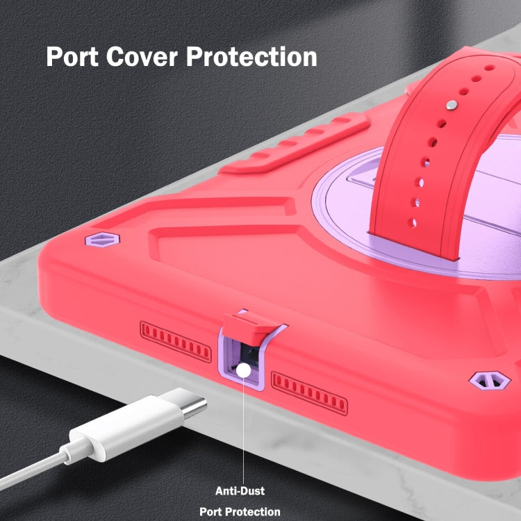 For iPad Air / Air 2 / 9.7 2018 / 2017 X Rotation PC Hybrid Silicone Tablet Case with Strap(Red Purple) - iPad 9.7 (2018) & (2017) Cases by buy2fix | Online Shopping UK | buy2fix