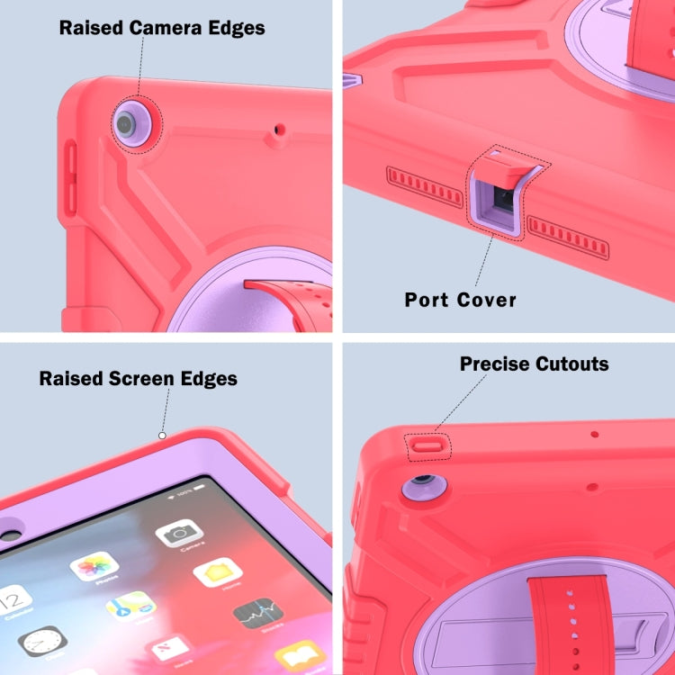 For iPad Air / Air 2 / 9.7 2018 / 2017 X Rotation PC Hybrid Silicone Tablet Case with Strap(Red Purple) - iPad 9.7 (2018) & (2017) Cases by buy2fix | Online Shopping UK | buy2fix