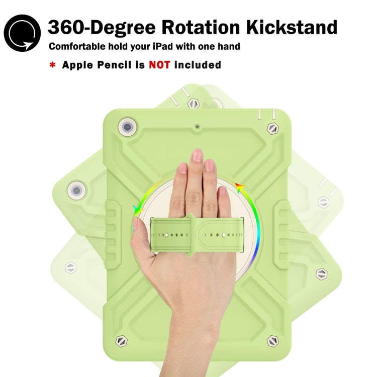 For iPad Air / Air 2 / 9.7 2018 / 2017 X Rotation PC Hybrid Silicone Tablet Case with Strap(Yellow Green White) - iPad 9.7 (2018) & (2017) Cases by buy2fix | Online Shopping UK | buy2fix