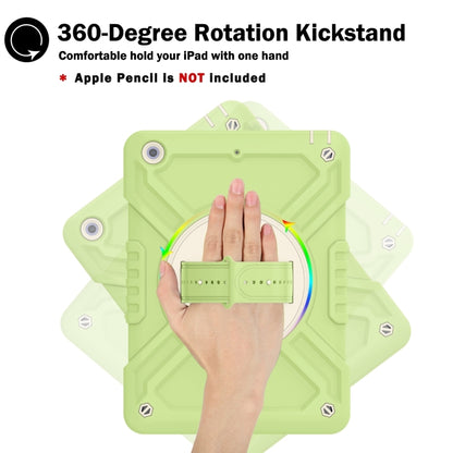 For iPad Air / Air 2 / 9.7 2018 / 2017 X Rotation PC Hybrid Silicone Tablet Case with Strap(Yellow Green White) - iPad 9.7 (2018) & (2017) Cases by buy2fix | Online Shopping UK | buy2fix