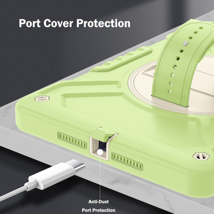 For iPad Air / Air 2 / 9.7 2018 / 2017 X Rotation PC Hybrid Silicone Tablet Case with Strap(Yellow Green White) - iPad 9.7 (2018) & (2017) Cases by buy2fix | Online Shopping UK | buy2fix