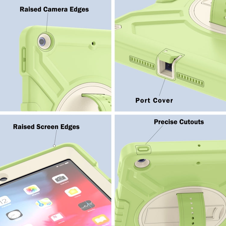 For iPad Air / Air 2 / 9.7 2018 / 2017 X Rotation PC Hybrid Silicone Tablet Case with Strap(Yellow Green White) - iPad 9.7 (2018) & (2017) Cases by buy2fix | Online Shopping UK | buy2fix
