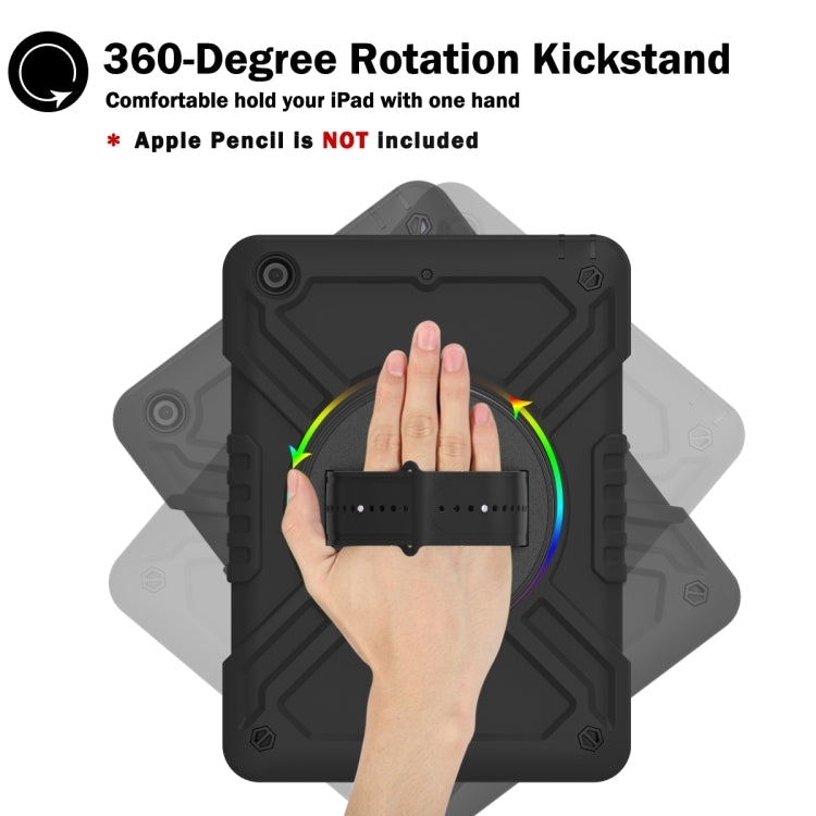 For iPad Air / Air 2 / 9.7 2018 / 2017 X Rotation PC Hybrid Silicone Tablet Case with Strap(Full Black) - iPad 9.7 (2018) & (2017) Cases by buy2fix | Online Shopping UK | buy2fix
