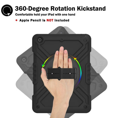 For iPad Air / Air 2 / 9.7 2018 / 2017 X Rotation PC Hybrid Silicone Tablet Case with Strap(Full Black) - iPad 9.7 (2018) & (2017) Cases by buy2fix | Online Shopping UK | buy2fix