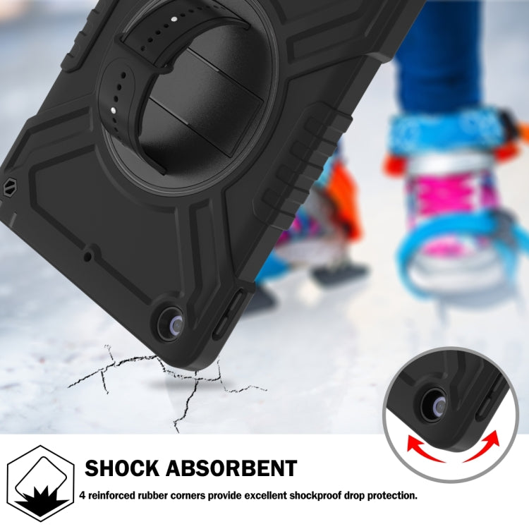 For iPad Air / Air 2 / 9.7 2018 / 2017 X Rotation PC Hybrid Silicone Tablet Case with Strap(Full Black) - iPad 9.7 (2018) & (2017) Cases by buy2fix | Online Shopping UK | buy2fix