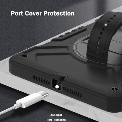 For iPad Air / Air 2 / 9.7 2018 / 2017 X Rotation PC Hybrid Silicone Tablet Case with Strap(Full Black) - iPad 9.7 (2018) & (2017) Cases by buy2fix | Online Shopping UK | buy2fix