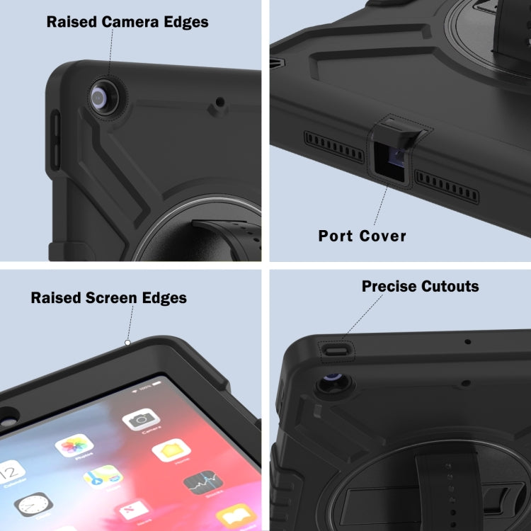 For iPad Air / Air 2 / 9.7 2018 / 2017 X Rotation PC Hybrid Silicone Tablet Case with Strap(Full Black) - iPad 9.7 (2018) & (2017) Cases by buy2fix | Online Shopping UK | buy2fix