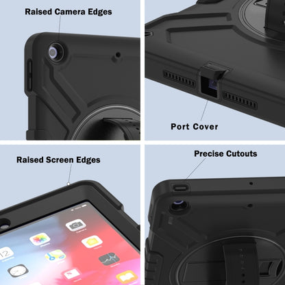 For iPad Air / Air 2 / 9.7 2018 / 2017 X Rotation PC Hybrid Silicone Tablet Case with Strap(Full Black) - iPad 9.7 (2018) & (2017) Cases by buy2fix | Online Shopping UK | buy2fix