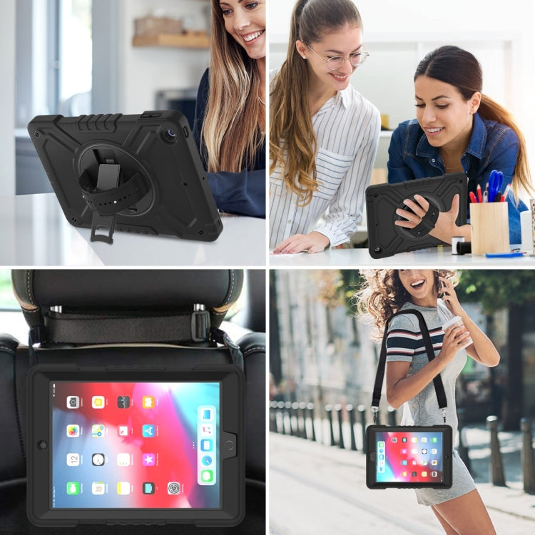 For iPad Air / Air 2 / 9.7 2018 / 2017 X Rotation PC Hybrid Silicone Tablet Case with Strap(Full Black) - iPad 9.7 (2018) & (2017) Cases by buy2fix | Online Shopping UK | buy2fix