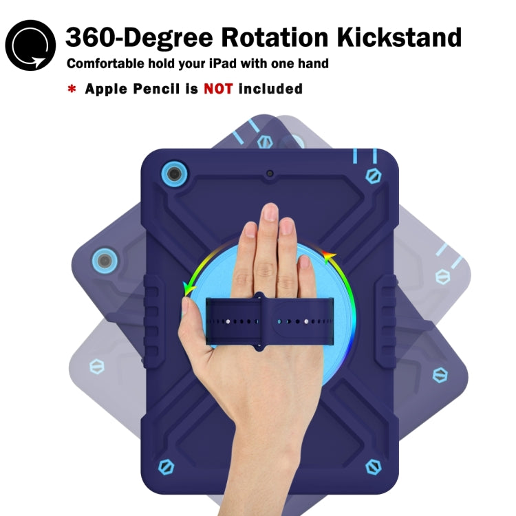 For iPad Air / Air 2 / 9.7 2018 / 2017 X Rotation PC Hybrid Silicone Tablet Case with Strap(Navy Sky Blue) - iPad 9.7 (2018) & (2017) Cases by buy2fix | Online Shopping UK | buy2fix