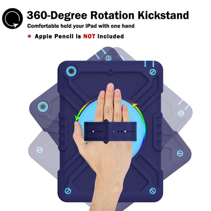 For iPad Air / Air 2 / 9.7 2018 / 2017 X Rotation PC Hybrid Silicone Tablet Case with Strap(Navy Sky Blue) - iPad 9.7 (2018) & (2017) Cases by buy2fix | Online Shopping UK | buy2fix