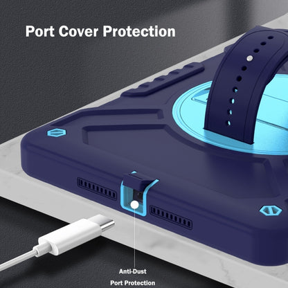 For iPad Air / Air 2 / 9.7 2018 / 2017 X Rotation PC Hybrid Silicone Tablet Case with Strap(Navy Sky Blue) - iPad 9.7 (2018) & (2017) Cases by buy2fix | Online Shopping UK | buy2fix