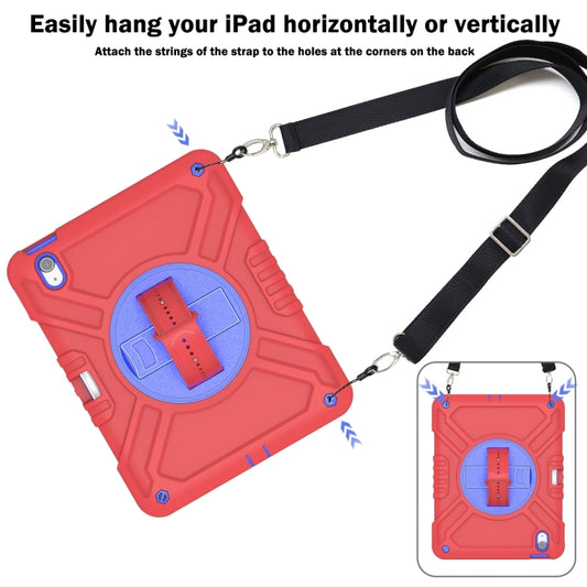 For iPad Air 11 2025 / 2024 X Rotation PC Hybrid Silicone Tablet Case with Strap(Red Blue) - iPad Air 11 2025 / 2024 Cases by buy2fix | Online Shopping UK | buy2fix