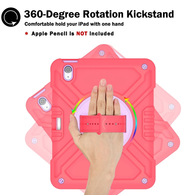 For iPad Air 11 2025 / 2024 X Rotation PC Hybrid Silicone Tablet Case with Strap(Red Purple) - iPad Air 11 2025 / 2024 Cases by buy2fix | Online Shopping UK | buy2fix