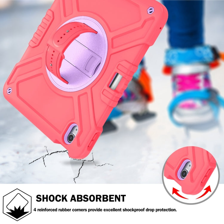 For iPad Air 11 2025 / 2024 X Rotation PC Hybrid Silicone Tablet Case with Strap(Red Purple) - iPad Air 11 2025 / 2024 Cases by buy2fix | Online Shopping UK | buy2fix