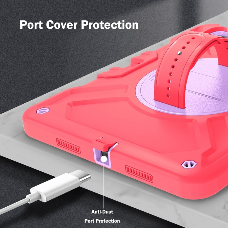 For iPad Air 11 2025 / 2024 X Rotation PC Hybrid Silicone Tablet Case with Strap(Red Purple) - iPad Air 11 2025 / 2024 Cases by buy2fix | Online Shopping UK | buy2fix