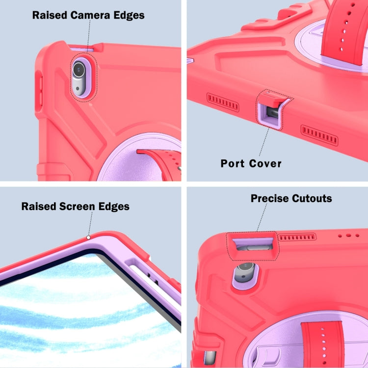 For iPad Air 11 2025 / 2024 X Rotation PC Hybrid Silicone Tablet Case with Strap(Red Purple) - iPad Air 11 2025 / 2024 Cases by buy2fix | Online Shopping UK | buy2fix