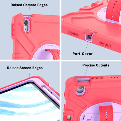 For iPad Air 11 2025 / 2024 X Rotation PC Hybrid Silicone Tablet Case with Strap(Red Purple) - iPad Air 11 2025 / 2024 Cases by buy2fix | Online Shopping UK | buy2fix