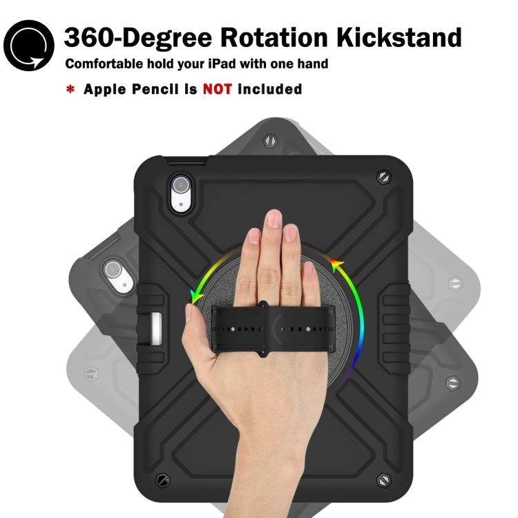 For iPad Air 11 2025 / 2024 X Rotation PC Hybrid Silicone Tablet Case with Strap(Full Black) - iPad Air 11 2025 / 2024 Cases by buy2fix | Online Shopping UK | buy2fix
