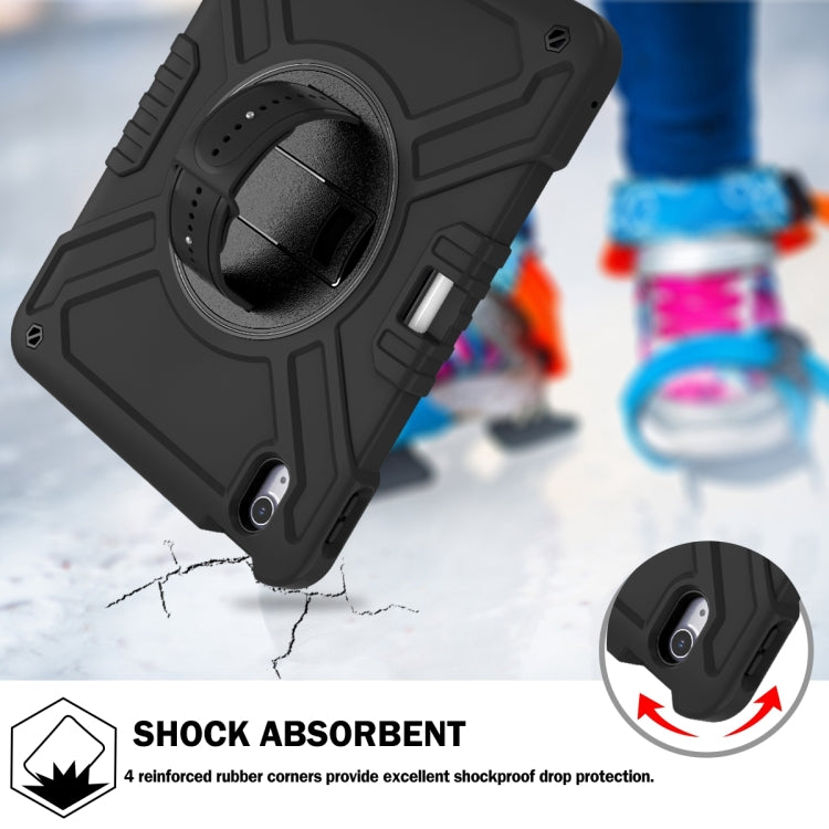 For iPad Air 11 2025 / 2024 X Rotation PC Hybrid Silicone Tablet Case with Strap(Full Black) - iPad Air 11 2025 / 2024 Cases by buy2fix | Online Shopping UK | buy2fix