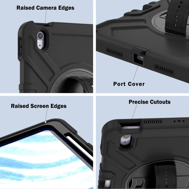 For iPad Air 11 2025 / 2024 X Rotation PC Hybrid Silicone Tablet Case with Strap(Full Black) - iPad Air 11 2025 / 2024 Cases by buy2fix | Online Shopping UK | buy2fix