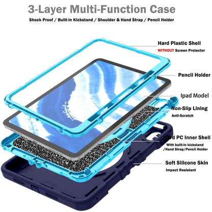 For iPad Air 11 2024 X Rotation PC Hybrid Silicone Tablet Case with Strap(Navy Sky Blue) - iPad Air 11 2024 Cases by buy2fix | Online Shopping UK | buy2fix