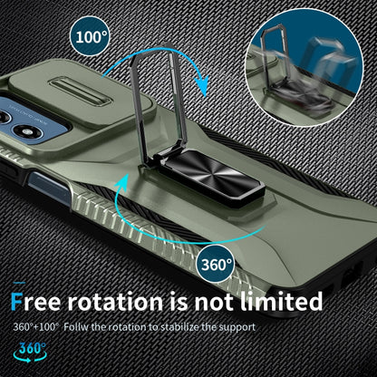 For Motorola Moto G Play 2024 Sliding Camshield Holder Phone Case(Alpine Green) by buy2fix