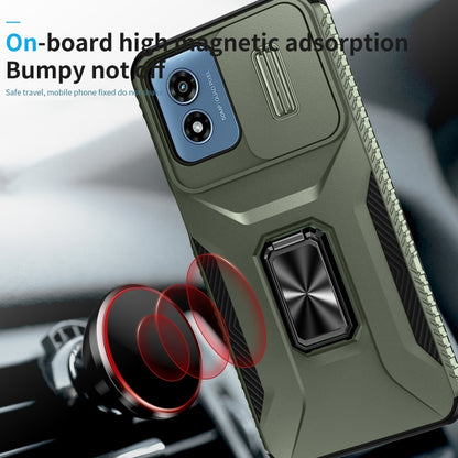 For Motorola Moto G Play 2024 Sliding Camshield Holder Phone Case(Alpine Green) by buy2fix