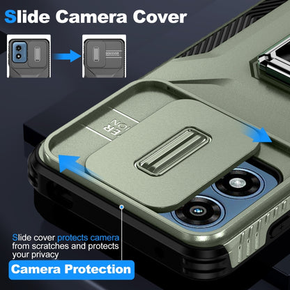 For Motorola Moto G Play 2024 Sliding Camshield Holder Phone Case(Alpine Green) by buy2fix