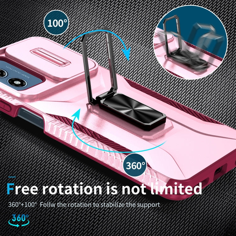 For Motorola Moto G Play 2024 Sliding Camshield Holder Phone Case(Pink + Rose Red) by buy2fix
