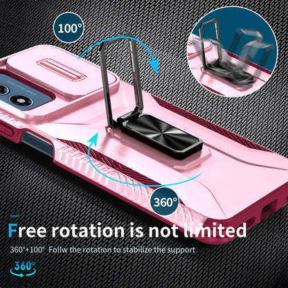 For Motorola Moto G Play 2024 Sliding Camshield Holder Phone Case(Pink + Rose Red) by buy2fix