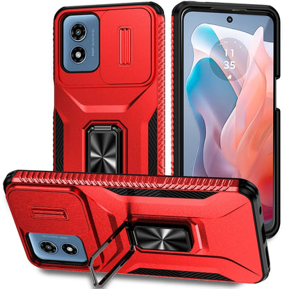 For Motorola Moto G Play 2024 Sliding Camshield Holder Phone Case(Red) by buy2fix