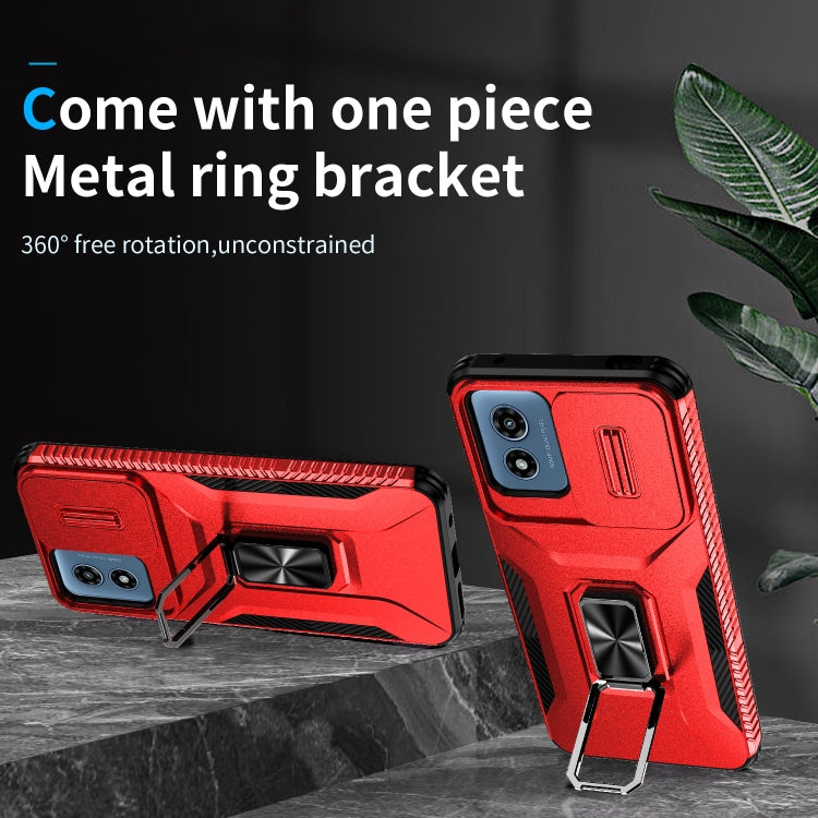 For Motorola Moto G Play 2024 Sliding Camshield Holder Phone Case(Red) by buy2fix