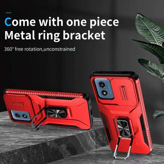 For Motorola Moto G Play 2024 Sliding Camshield Holder Phone Case(Red) by buy2fix