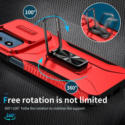 For Motorola Moto G Play 2024 Sliding Camshield Holder Phone Case(Red) by buy2fix