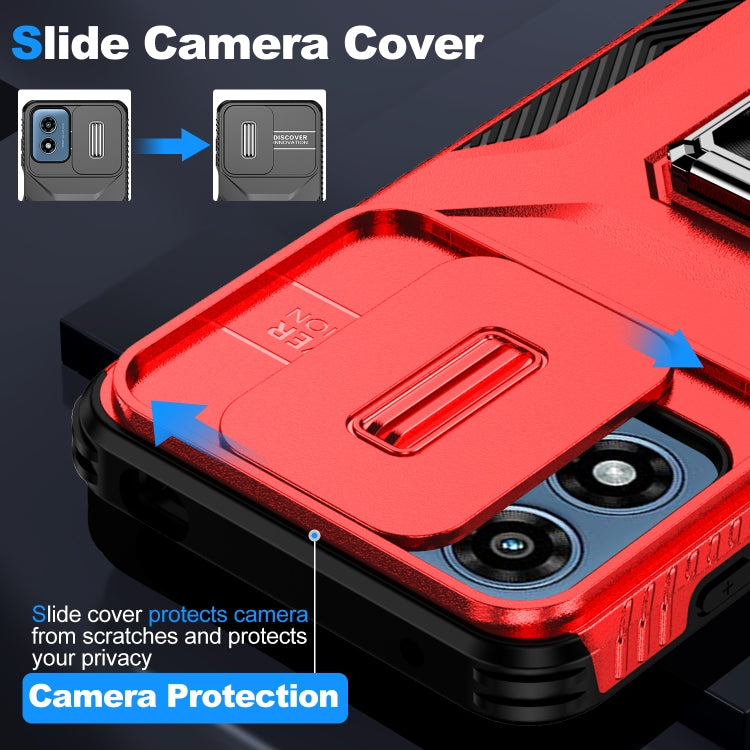For Motorola Moto G Play 2024 Sliding Camshield Holder Phone Case(Red) by buy2fix