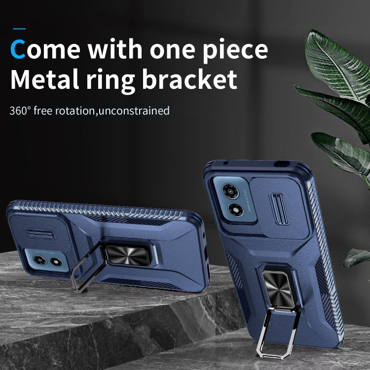 For Motorola Moto G Play 2024 Sliding Camshield Holder Phone Case(Blue) by buy2fix