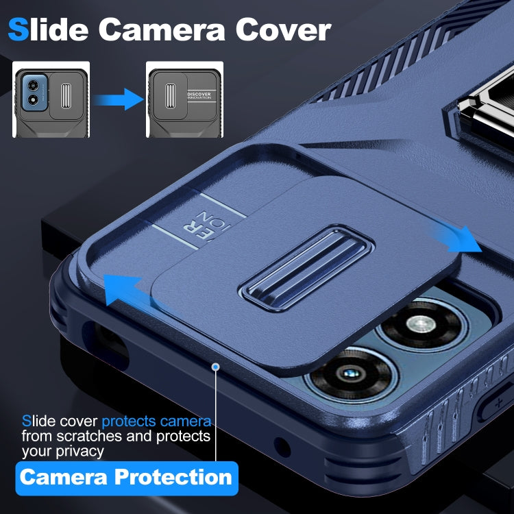 For Motorola Moto G Play 2024 Sliding Camshield Holder Phone Case(Blue) by buy2fix
