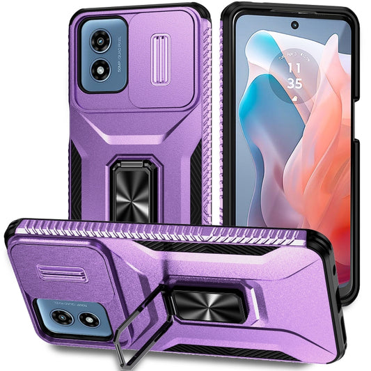 For Motorola Moto G Play 2024 Sliding Camshield Holder Phone Case(Purple) by buy2fix